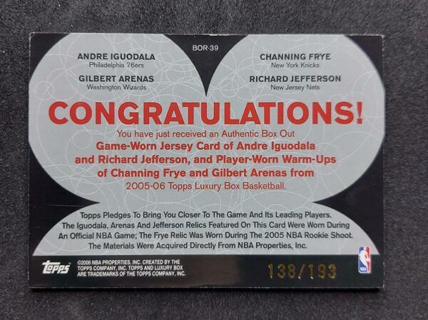 2005-06 Topps Luxury Box Iguodala, Frye, Arenas, Jefferson 138/193