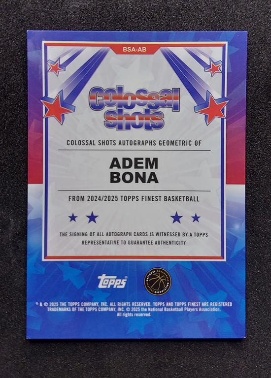 2024-25 Topps Finest Colossal Shots Adem Bona RC Auto