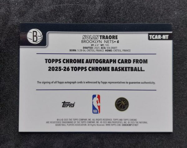 2025-26 Topps Chrome Nolan Traore RC Auto