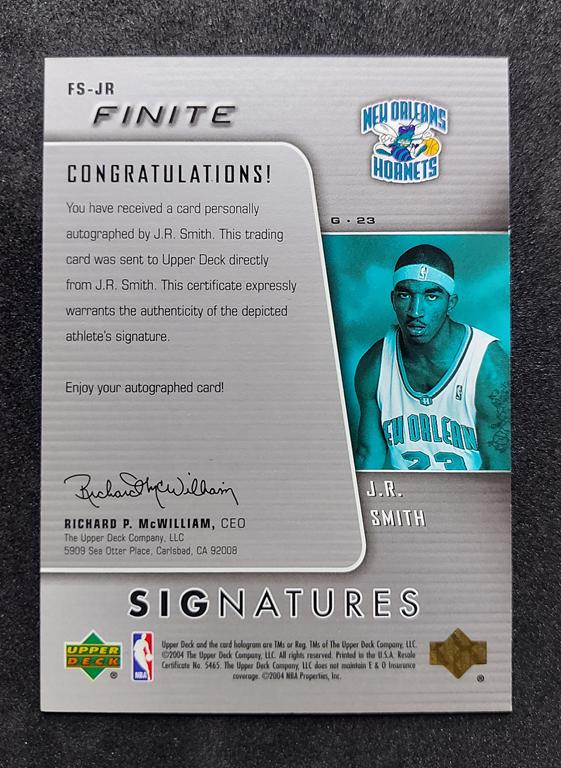 2004-05 Upper Deck Finite Signatures J.R. Smith RC Auto