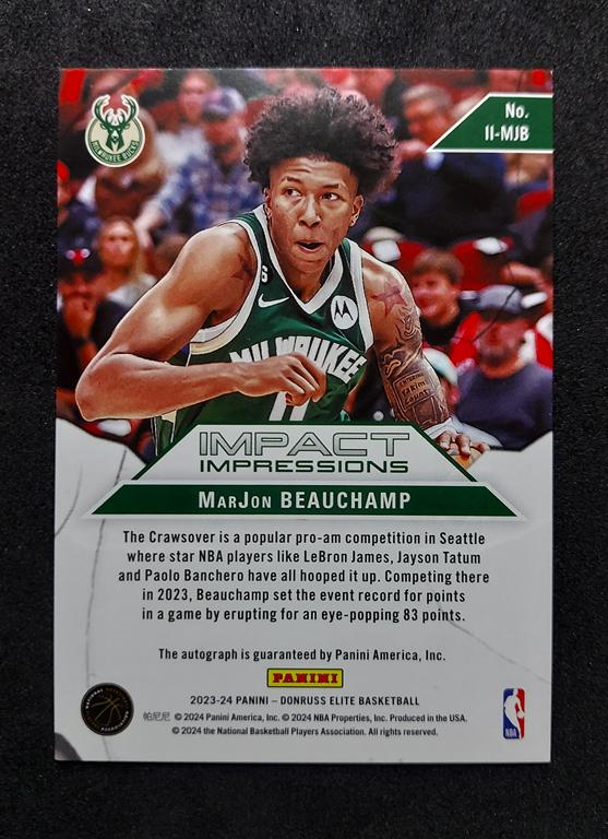 2023-24 Panini Elite Impact Impressions Marjon Beauchamp 15/25 Auto