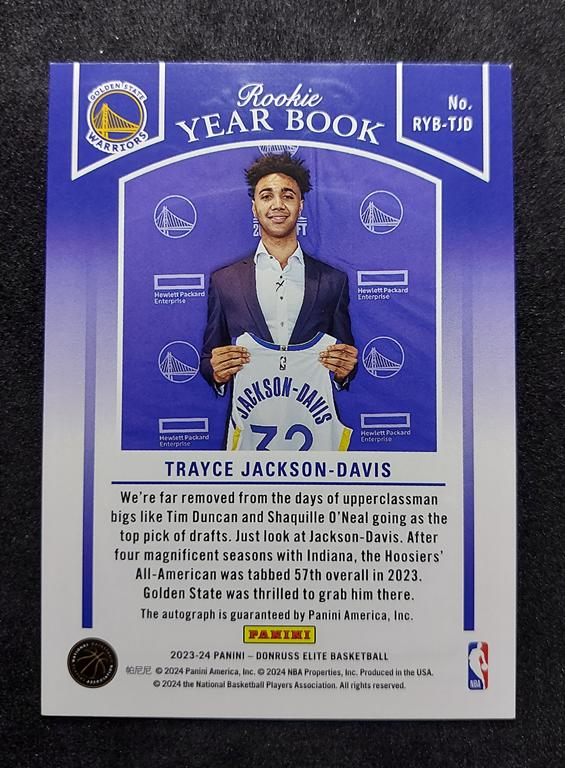 2023-24 Panini Elite Year Book Trayce Jackson-Davis RC Auto 09/10