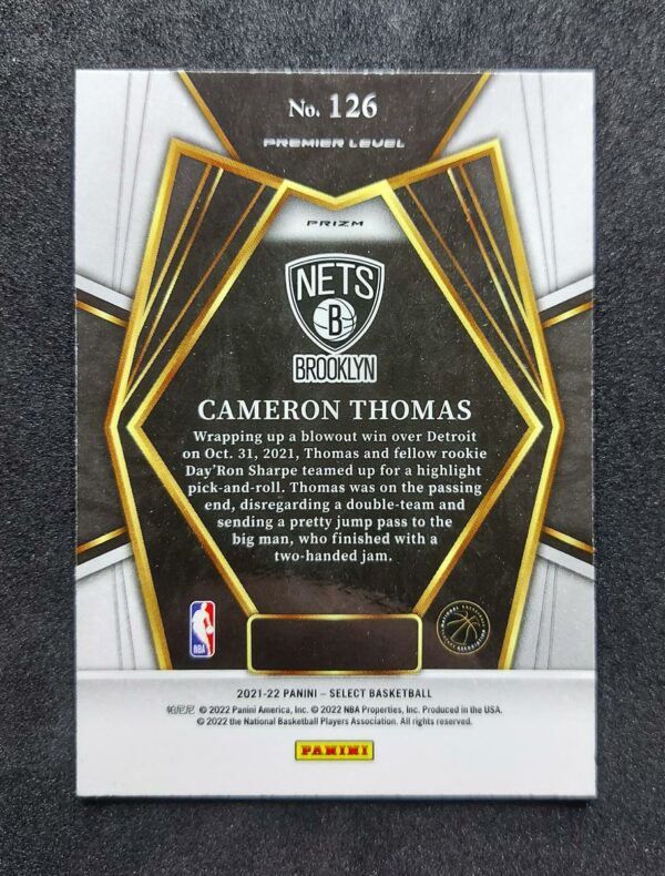 2021-22 Panini Select Cameron Thomas Gold Wave RC #126