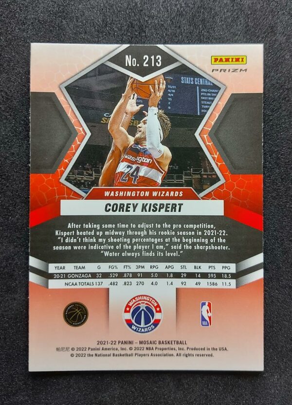 2021-22 Panini Mosaic Corey Kispert Peacock SSP #213