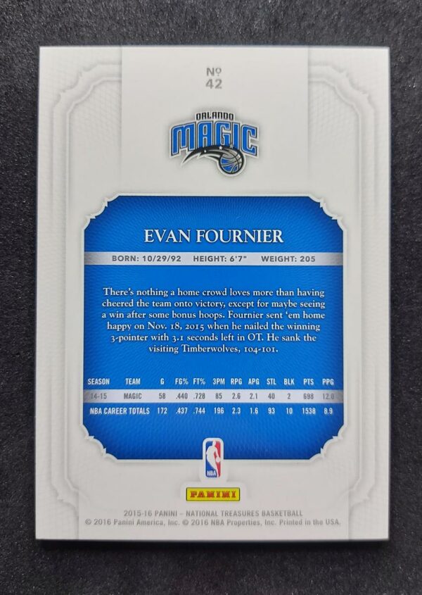2015-16 Panini National Treasures Evan Fournier 09/10 #42