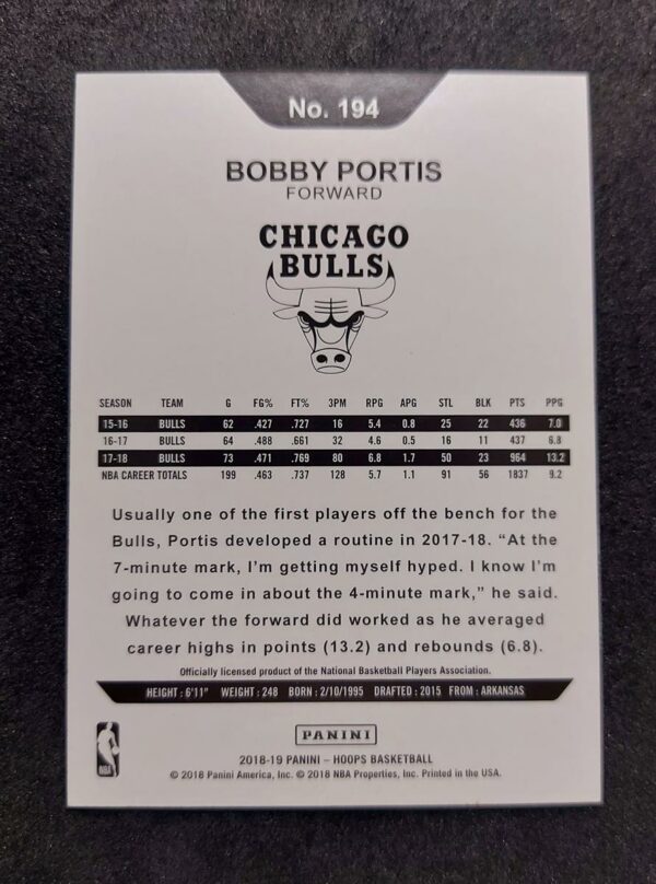 2018-19 Panini Hoops Bobby Portis 04/10 #194