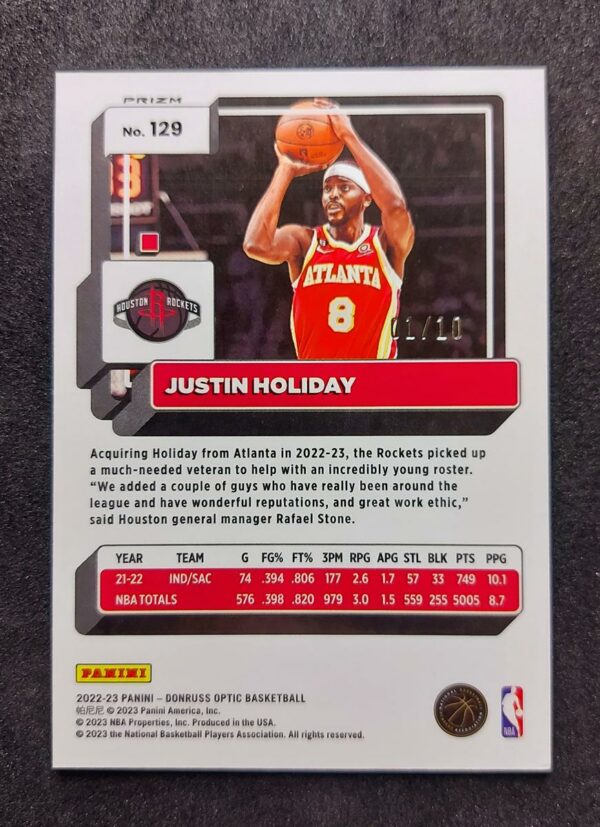 2022-23 Panini Optic Justin Holiday Gold Wave 01/10 #129