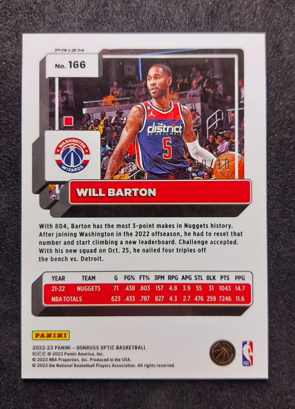 2022-23 Panini Optic Will Barton Gold Wave 01/10 #166
