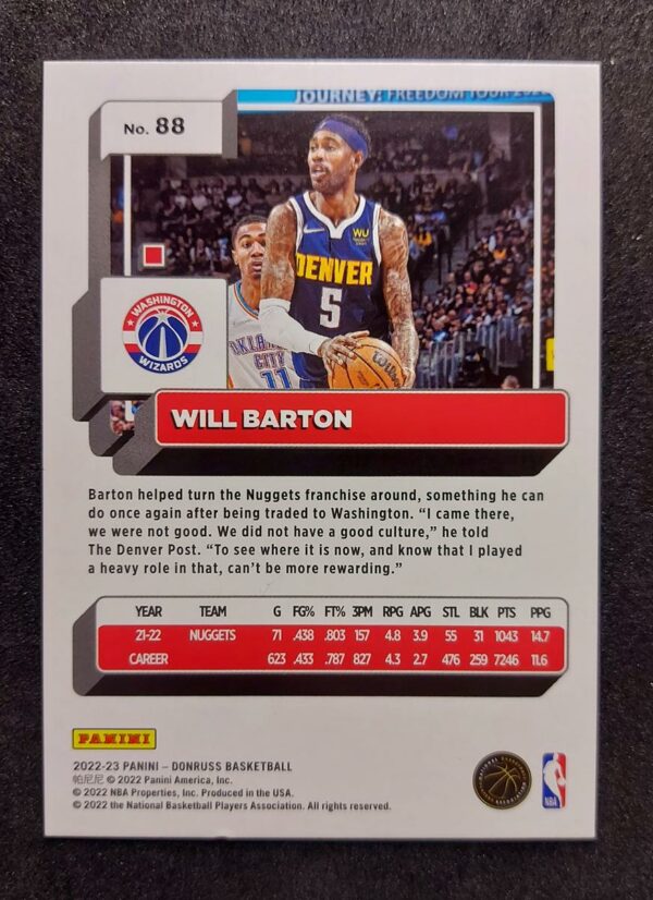 2022-23 Panini Donruss Will Barton Gold Choice 03/10 #88
