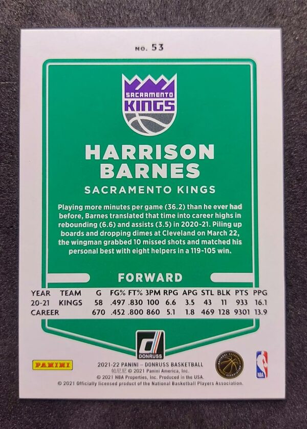 2021-22 Panini Donruss Harrison Barnes 01/10 #53