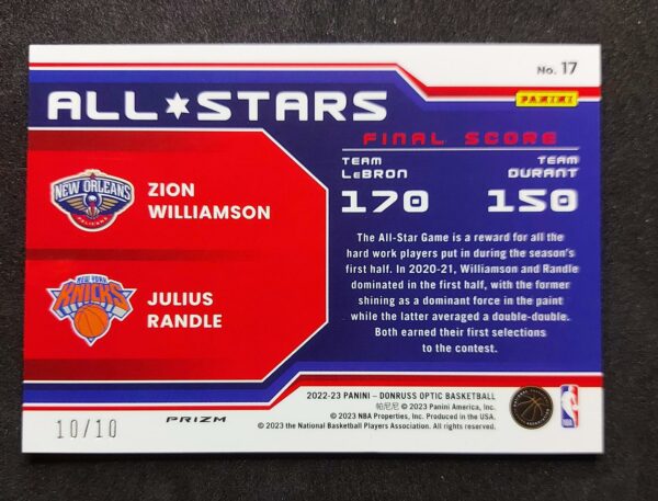 2022-23 Panini Optic All Stars Zion Williamson Julius Randle 10/10 #17
