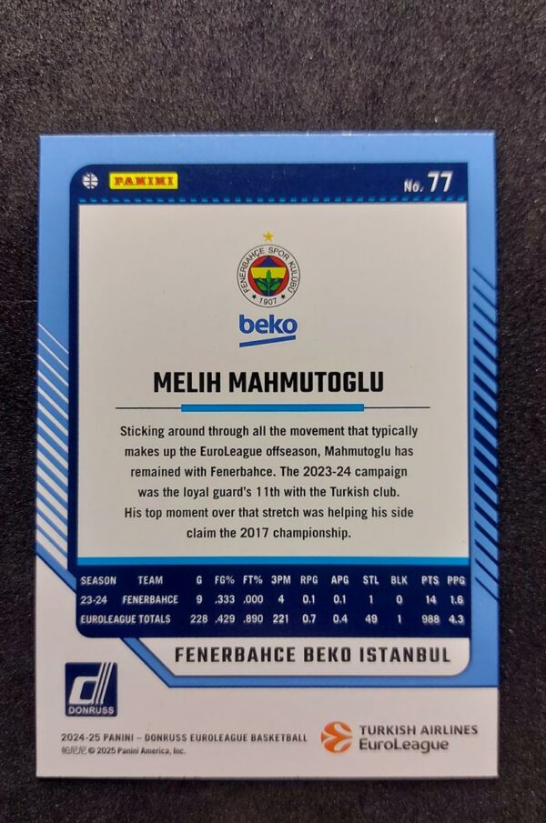 2024-25 Panini Donruss Euroleague Melih Mahmutoglu 15/99 #77