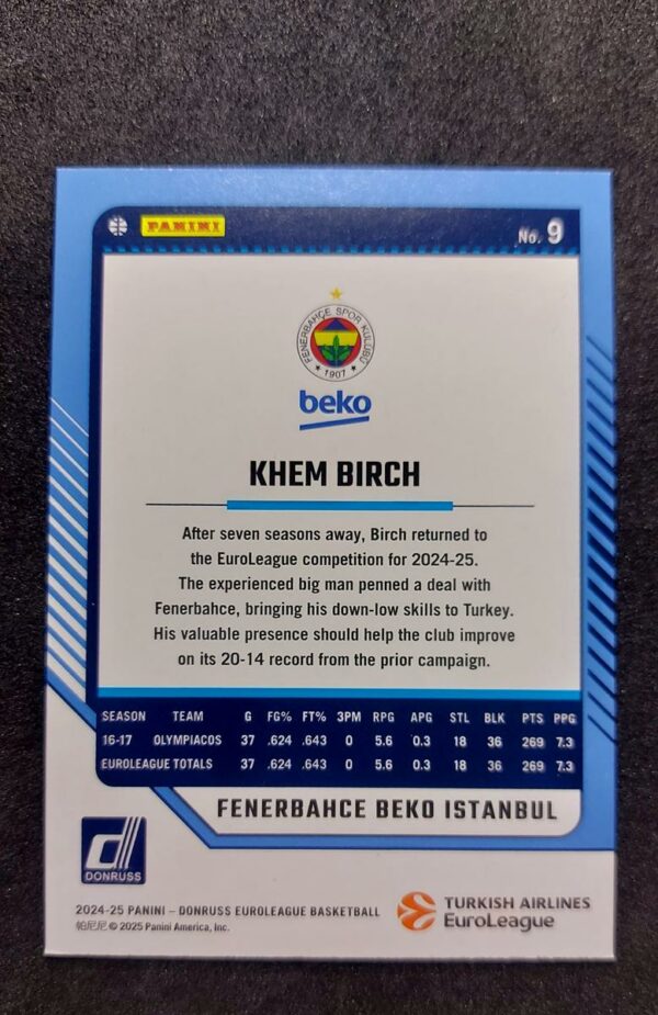 2024-25 Panini Donruss Euroleague Khem Birch 025/275 #9