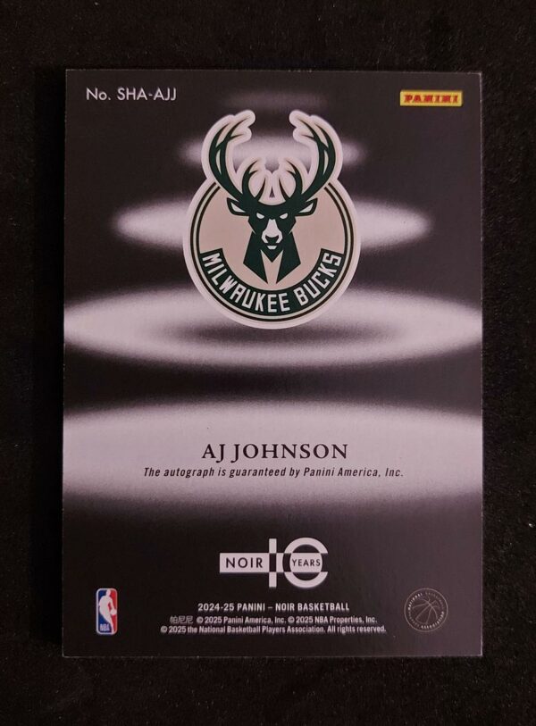 2024-25 Panini Noir Shadow Signatures AJ Johnson RC Auto 03/15