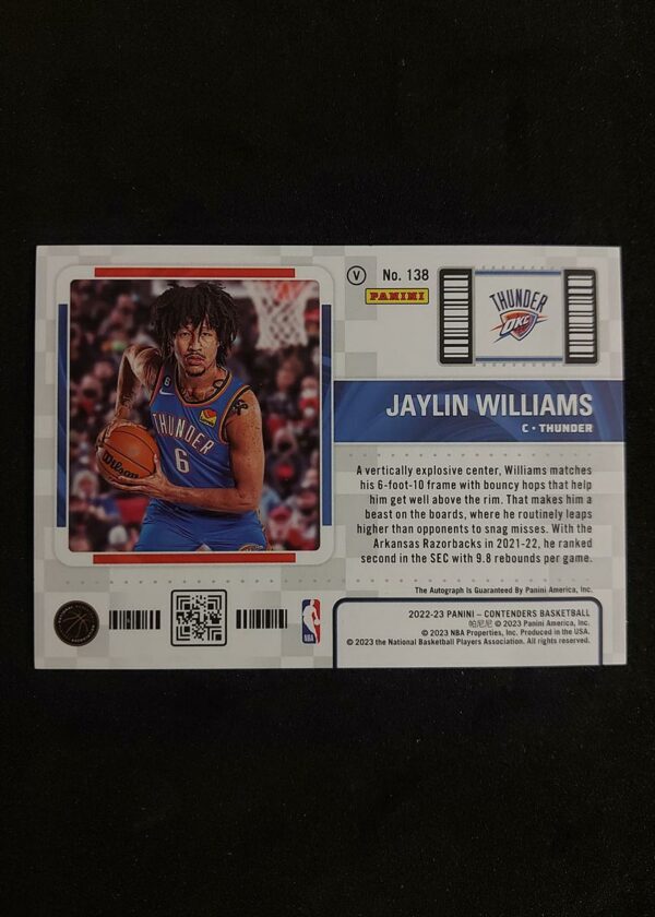 2022-23 Panini Contenders Rookie Ticket Jaylin Williams RC Auto