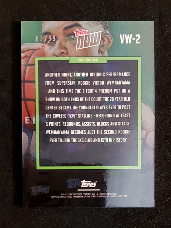 20260429_233203 2023-24 Topps Now Youngest Ever 5x5 Victor Wembanyama RC 83/99