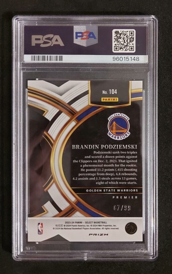2023-24 Panini Select Brandin Podziemski RC 67/99 PSA 9