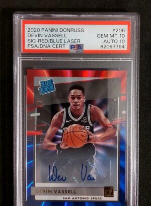 2020-21 Panini Donruss Devin Vassell RC Auto 18/20 PSA 10