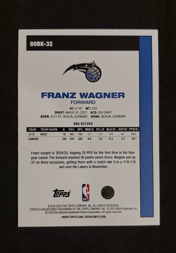 2025-26 Topps Franz Wagner 45/99 45th Anniversary