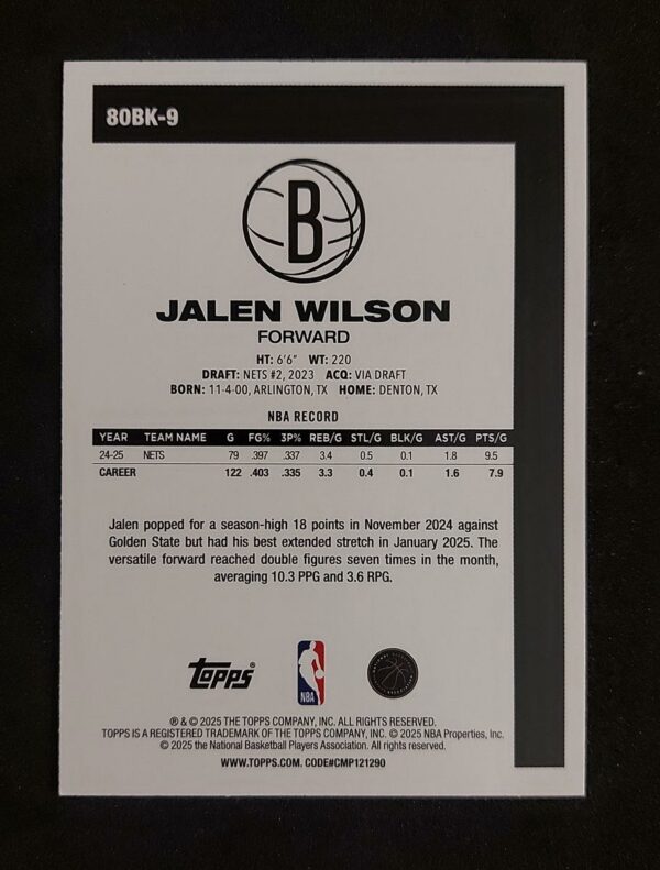 2025-26 Topps Jalen Wilson 23/99 45th Anniversary