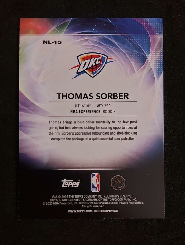 2025-26 Topps No Limit Thomas Sorber RC 172/250