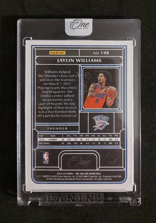 2022-23 Panini One and One Jaylin Williams RC 01/40 #148