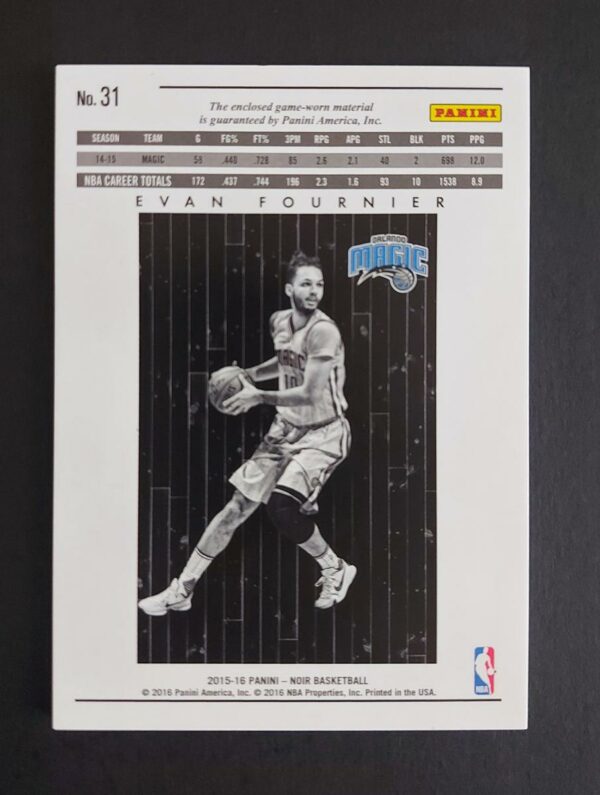 2015-16 Panini Noir Evan Fournier #31 08/49 Jersey