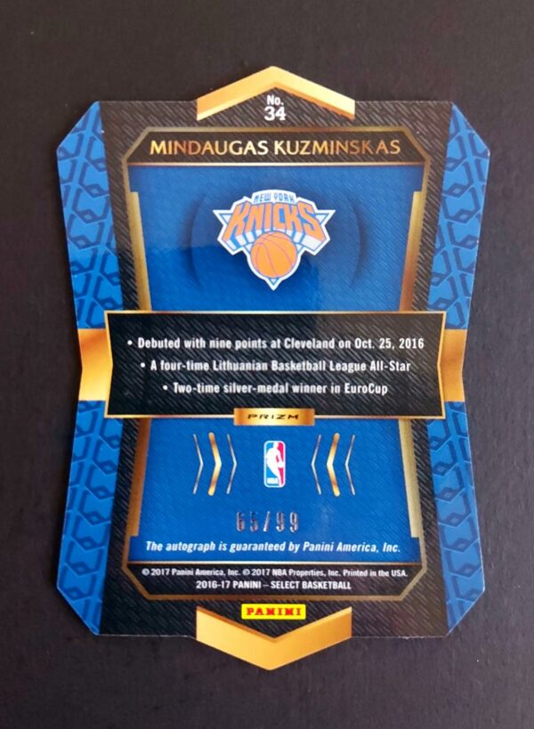2016-17 Panini Select Mindaugas Kuzminskas 65/99 Auto