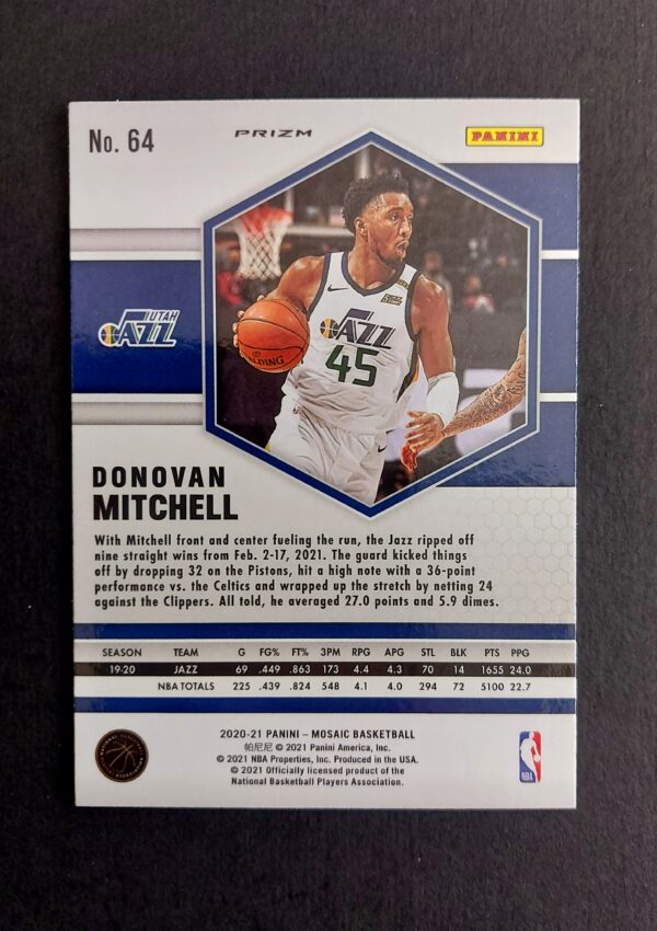 2020-21 Panini Mosaic Donovan Mitchell #64 Peacock SSP