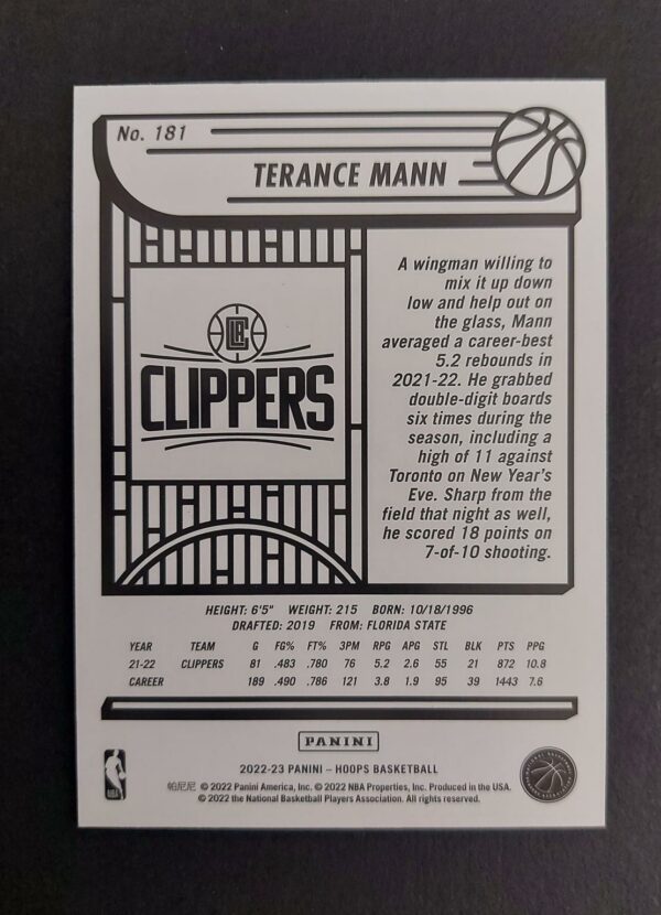 2022-23 Panini Hoops Terance Mann #181 67/99