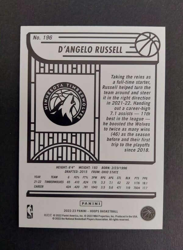 2022-23 Panini Hoops D'angelo Russell #196 20/99