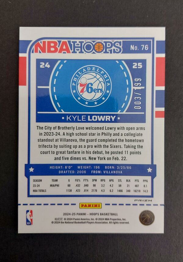 2024-25 Panini Hoops Kyle Lowry #76 003/199 Prizm