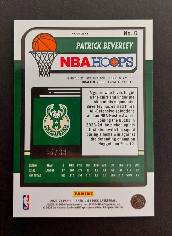 2023-24 Panini Hoops Premium Stock Patrick Beverley #6 46/88