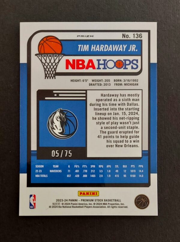 2023-24 Panini Hoops Premium Stock Tim Hardaway Jr #136 05/75