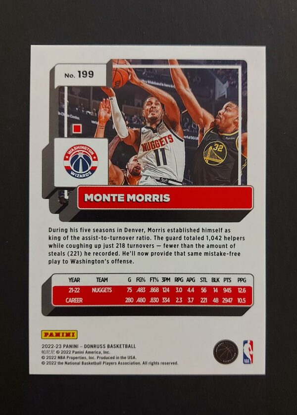 2022-23 Panini Donruss Monte Morris #199 68/99 Red Choice