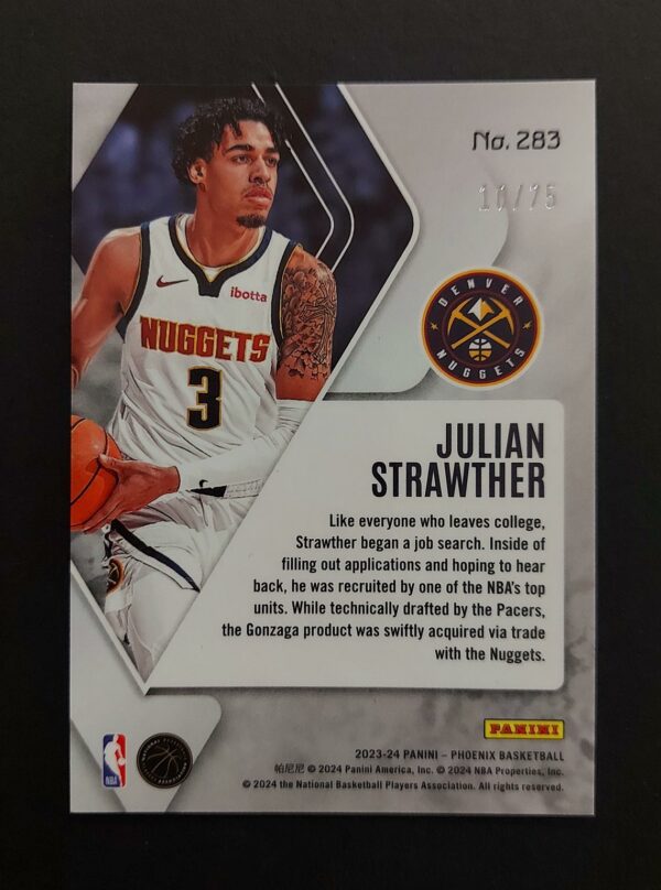 2023-24 Panini Phoenix Julian Strawther #283 10/75 RC