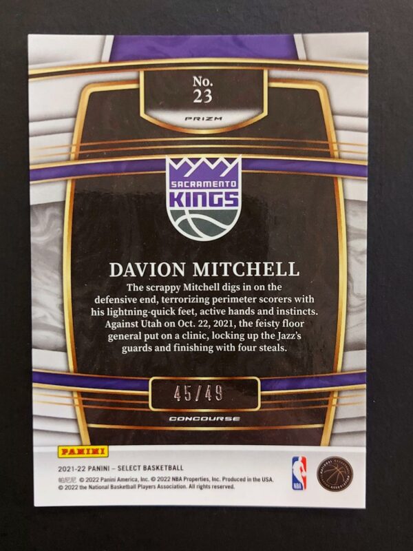 2021-22 Panini Select Davion Mitchell #23 45/49 RC