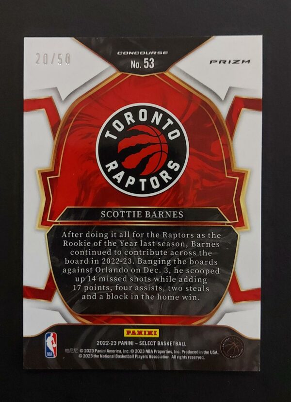 2022-23 Panini Select Scottie Barnes #53 20/50