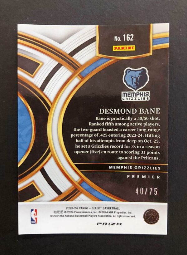 2023-24 Panini Select Desmond Bane #162 40/75