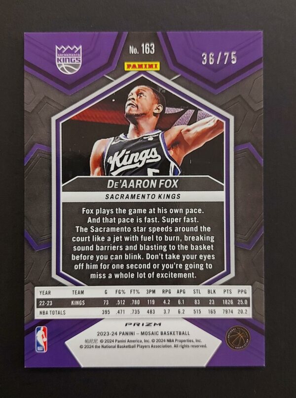 2023-24 Panini Mosaic De'Aaron Fox #163 36/75
