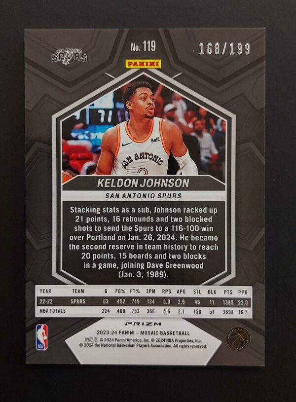 2023-24 Panini Mosaic Keldon Johnson #119 168/199