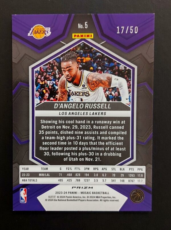 2023-24 Panini Mosaic D'Angelo Russell #5 7/50