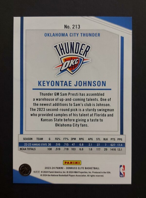 2023-24 Panini Elite Keyontae Johnson #213 73/75 RC
