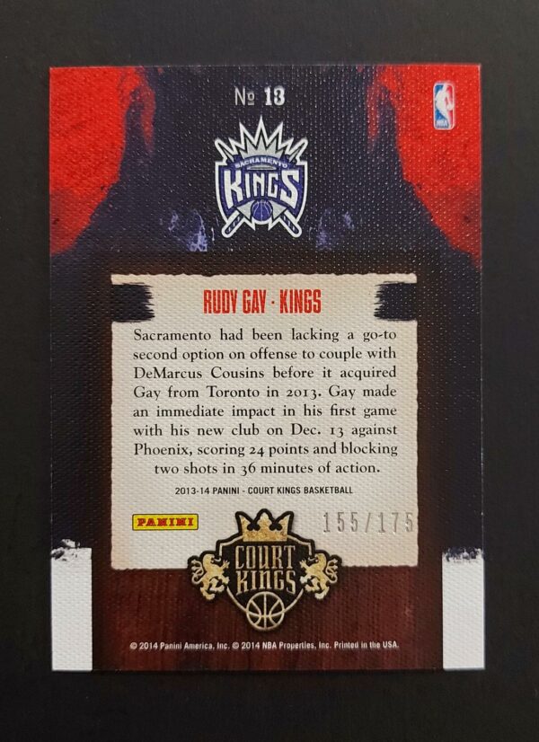 2013-14 Panini Court Kings Masterpieces Rudy Gay #13 155/175