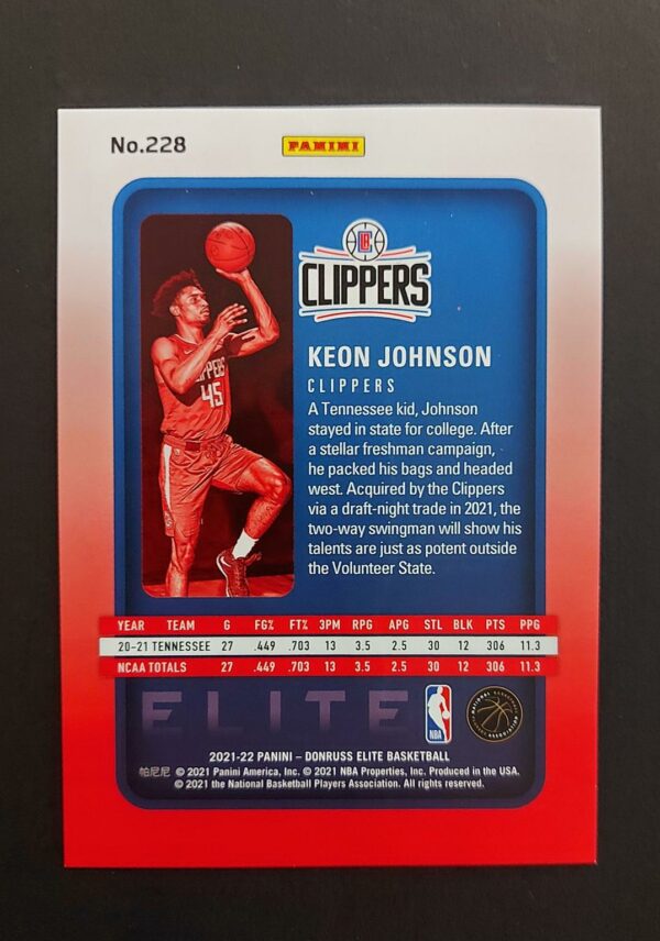 2021-22 Panini Keon Johnson #228 095/210 RC