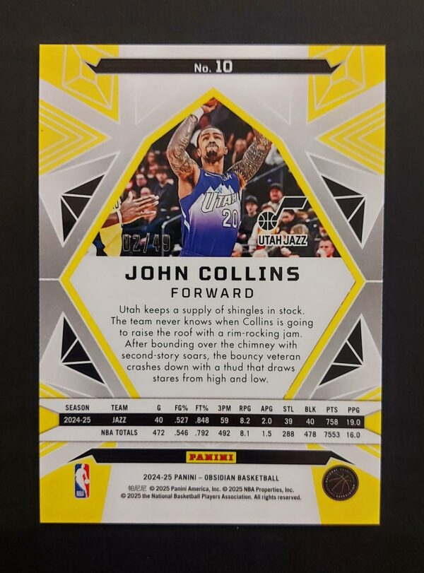 2024-25 Panini Obsidian John Collins #10 02/49