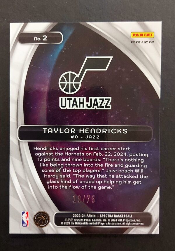 2023-24 Panini Spectra Titan Taylor Hendricks #2 19/75 RC