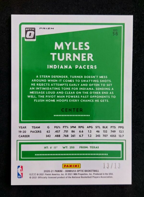 2020-21 Panini Optic Myles Turner #38 13/13