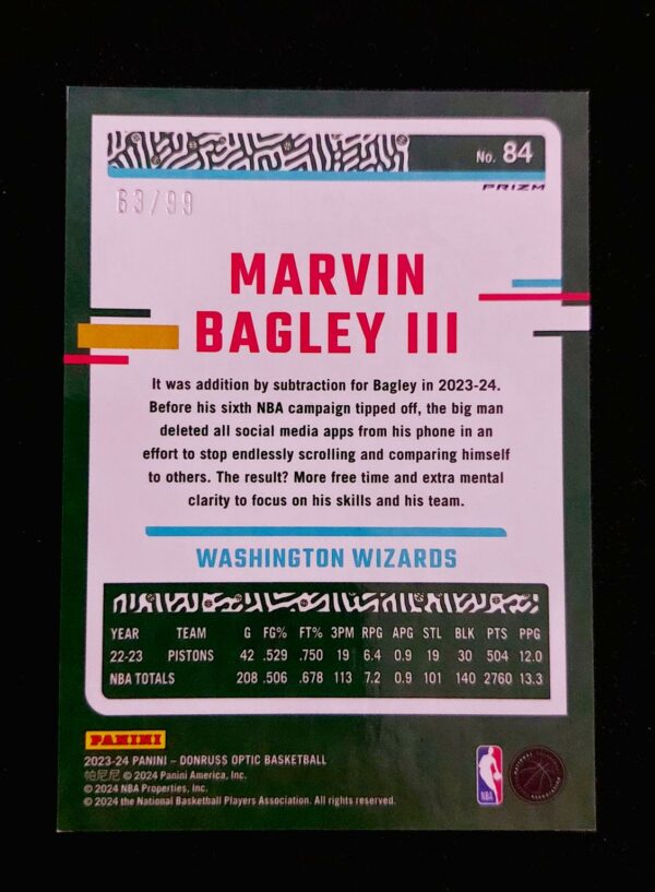 2023-24 Panini Optic Marvin Bagley III #84 63/99
