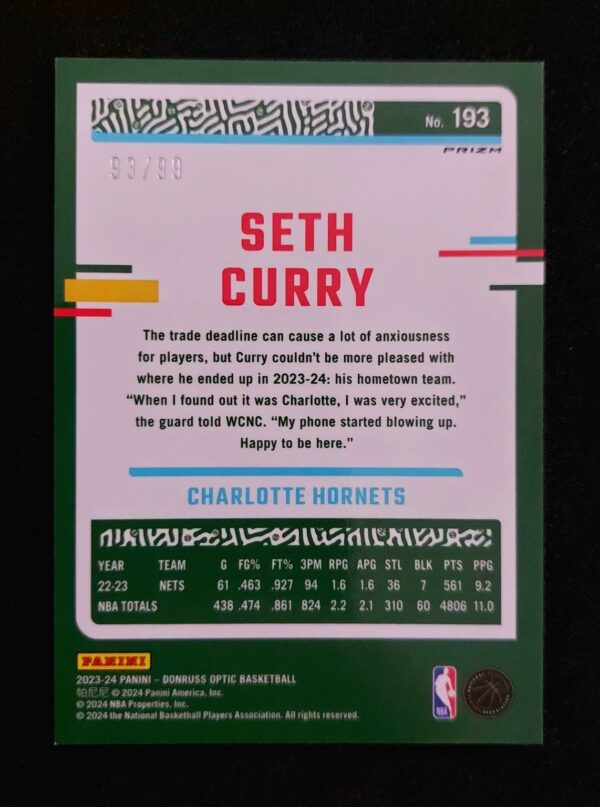 2023-24 Panini Optic Seth Curry #193 93/99